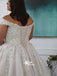 Vintage Off Shoulder Appliques Beading Lace up A-line Bridal Gown, Wedding Dresses, WGB009