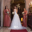 Dusty Rose Long Sleeves Split Side V-neck Cheap Long Bridesmaid Dresses, WGM010