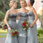 Grey Sweetheart Strapless Mermaid Satin Wedding Guest Dress Long Bridesmaid Dresses, WGM026