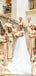 Champagne Gold Soft Satin One Shoulder Pleats Long Bridesmaid Dresses, WGM079