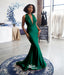 Green Convertible Soft Satin Halter Lace Up Backless Long Mermaid Bridesmaid Dresses, WGM102