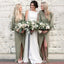 Summer Chiffon A Line Boho Long Sleeve V-neck Front Split Country Wedding Guest Bridesmaid Dresses, WGM111