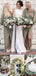 Summer Chiffon A Line Boho Long Sleeve V-neck Front Split Country Wedding Guest Bridesmaid Dresses, WGM111