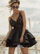 Harming Spaghetti Strap Lace Top Black Stain Short Homecoming Prom Dress, WGP014
