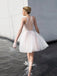 Elegant Halter Lace A-line Tulle Short Beaded Backless Wedding Bridesmaid Homecoming Prom Dress, WGP056