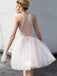 Elegant Halter Lace A-line Tulle Short Beaded Backless Wedding Bridesmaid Homecoming Prom Dress, WGP056