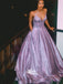Sexy Sweet Sparkle Lavender Spaghetti Strap A-line Long Prom Dress, WGP066