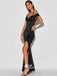 Chic Simple Off Shoulder Spaghetti Strap Side Split Evening Party Long Prom Dresses, WGP068