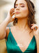 Gorgeous Teal Green Satin Mermaid V-neck Spaghetti Strap Backless Prom Evening Dresses, WGP084