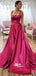 Chic Satin Straps A-line Evening Gowns Prom Dresses With Trailing, WGP110