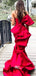 Red Satin Bow-knot Strapless Mermaid Long Prom Dresses , WGP117