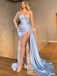 Sweetheart Pleats Satin Sequins Slits Sexy Mermaid Evening Gowns Prom Dresses , WGP133