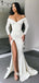 Off Shoulder Long Sleeves Buttons Slits Mermaid Evening Gowns Prom Dresses , WGP141