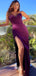 Purple Sweetheart Pleats Spaghetti Straps Mermaid Slits Evening Gowns Prom Dresses , WGP146