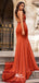 Soft Satin V-neck Spaghetti Straps Backless Slits Mermaid Evening Gowns Prom Dresses , WGP166