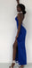Chic Royal Blue Spaghetti Straps Mermaid Slits Prom Dress Long Evening Gown, WGP170