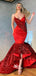 Red Sequins Satin Patchwork Sweetheart Mermaid Evening Gowns Prom Dresses, WGP171