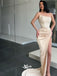 Sparkly Sequins Top Strapless High Slits Satin Mermaid Evening Gowns Prom Dresses, WGP186