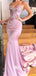 Pink Satin Spaghetti Straps Sweetheart Mermaid Evening Gowns Prom Dresses, WGP189