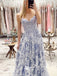 Appliques Rose Spaghetti Strap Tulle A-line Long Party Gowns Prom Dresses, WGP219