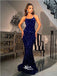 Sexy Blue Mermaid Halter Maxi Long Evening Prom Dresses,WGP260
