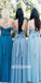 Charming Off-the-shoulder Blue Long Bridesmaid Dresses YPS123