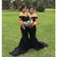Black Off the Shoulder Mermaid Sexy Cheap Long Wedding Bridesmaid Dresses, WG453 - Wish Gown