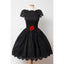 Short Sleeves Little Black Lace Cheap Short Homecoming Dresses, BD00130