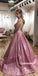 Dazzling Pink Bright Spaghetti Srap Long Prom Dresses PG1204
