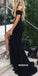 Sexy Black Off Shoulder Side Split Long Prom Dresses PG1219
