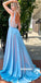 Charming V-neck Side Split Stain Prom Dresses PG1238