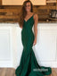 Elegant Emerald Spaghetti Straps Mermaid Prom Dresses PG1241