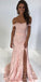 Pink Lace Off the Shoulder Sweetheart Side Slit Long Prom Dresses, SG116