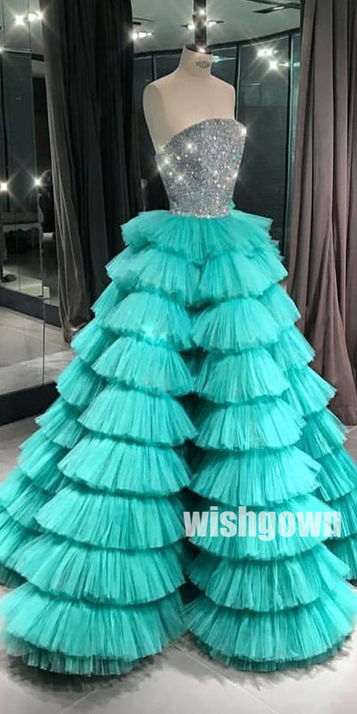 Gorgeous Tulle Evening Long Prom Dresses Ball Gown PG1103