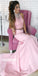 Charming Two Pieces Pink Mermaid Affordable Popular Long Evening Prom Dresses, WG1108