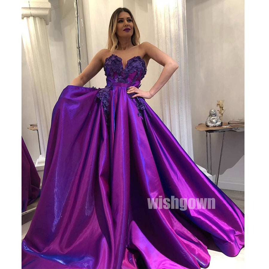 Sweetheart A-line Purple Long Prom Dresses PG1131