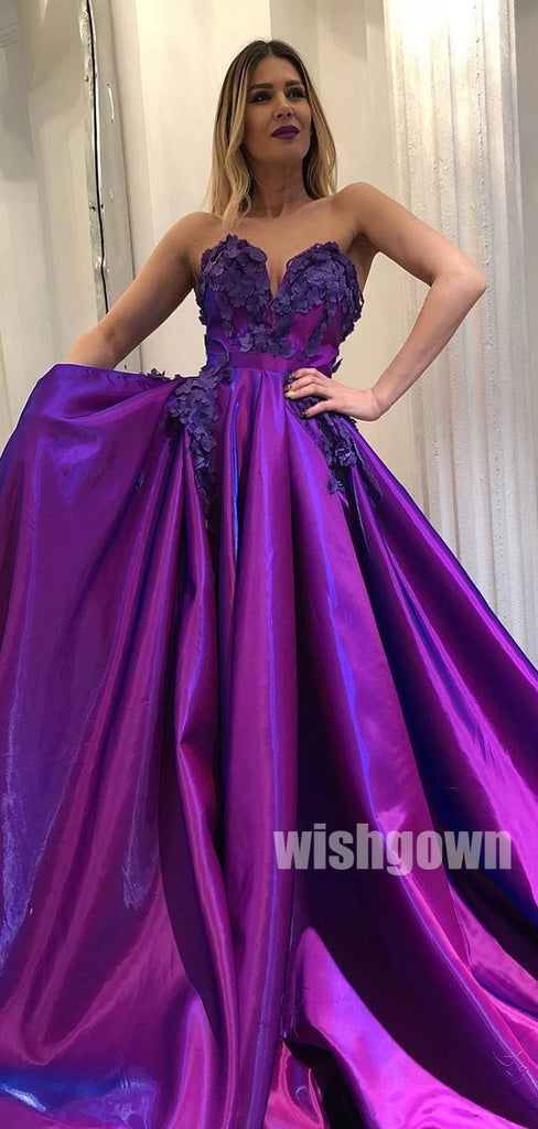 Sweetheart A-line Purple Long Prom Dresses PG1131