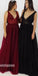 A Line V Neck Beaded Top Tulle Long Prom Bridesmaid Dresses, SG124