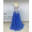 On Sale Cap Sleeve A Line Tulle Long Prom Dress, RTG004