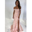Pink Lace Off the Shoulder Sweetheart Side Slit Long Prom Dresses, SG116