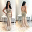 Unique Mermaid Open Back Beaded Sexy Long Prom Dresses, WG1078