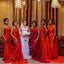 Sexy Red Mermaid One Shoulder Cheap Long Bridesmaid Dresses Online, WGM130