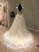 Tulle Applique V Back Formal A Line Long Wedding Dress for Brides, WG1205