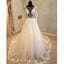 Beautiful Long Sleeves V Back Tulle Applique Affordable Long Wedding Dress, WG1204