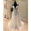 Cheap V Neck Seen Through Back Beach Long Cheap Wedding Dress, WG688 - Wish Gown